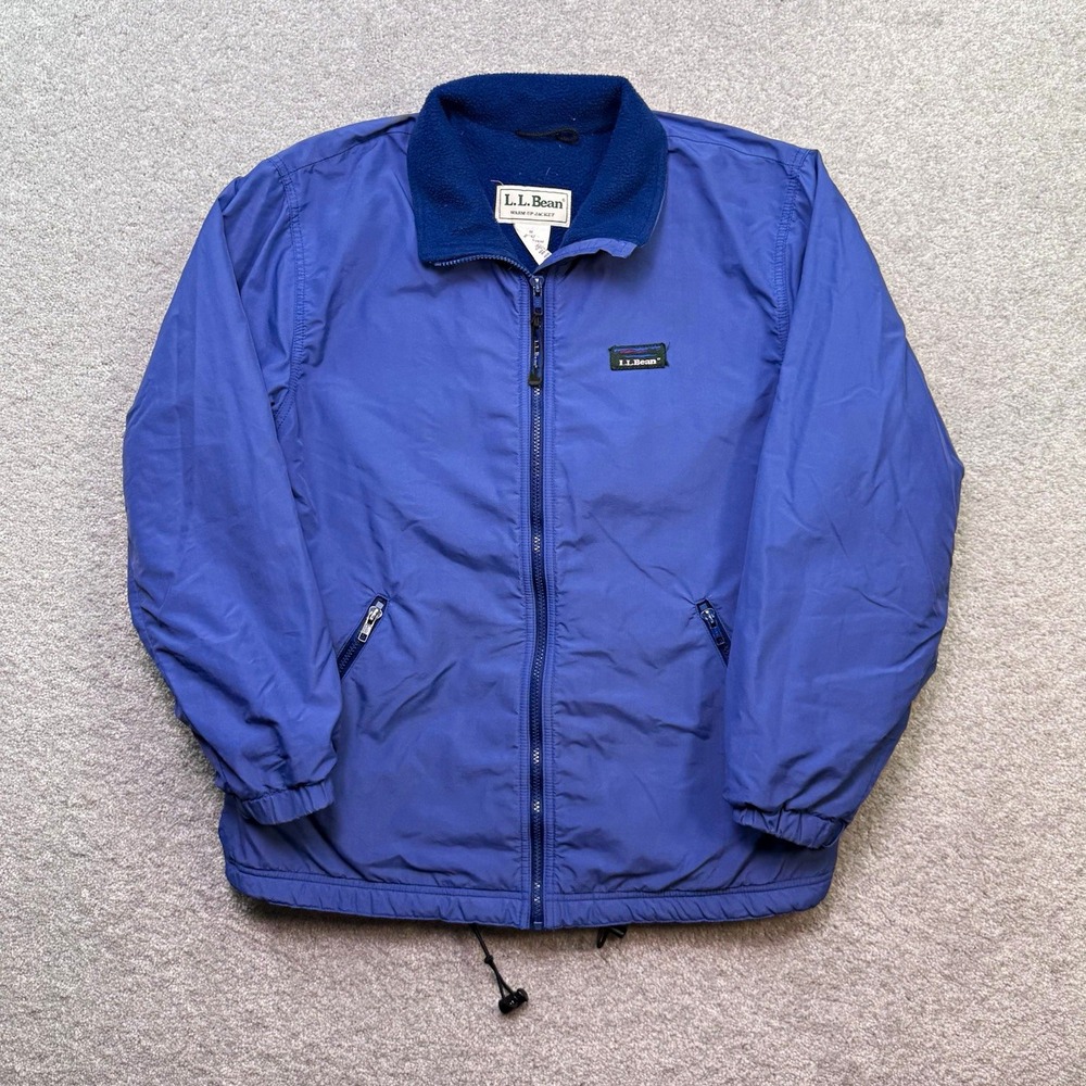 Vintage L.L. Bean Warm-Up Jacket Blue Fleece Lined Thinsulate Full Zip Women's M